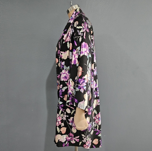 Nwt TAMO Desgin Black Floral Open Kimono Duster OSFM - Picture 6 of 9